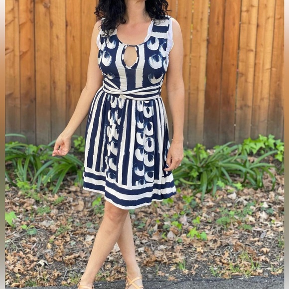 Anthropology Maeve Polka Dot Jersey Dress with keyhole - Picture 2 of 7